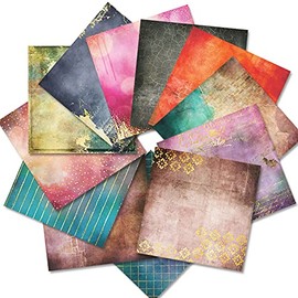 DESEACO Scrapbook Paper Pad 12x12 Colored Paper, Single-Sided Decopodge Paper,Colorful Cardstock Paper Scrapbooking DIY Decorative Background Cardmaking Supplies, Junk Journal Craft Paper-24Pcs