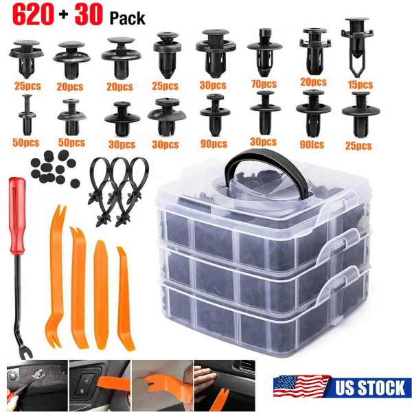 Unbranded Car Retainer Clips Bumper Clips 655Pcs Fastener Push Pins