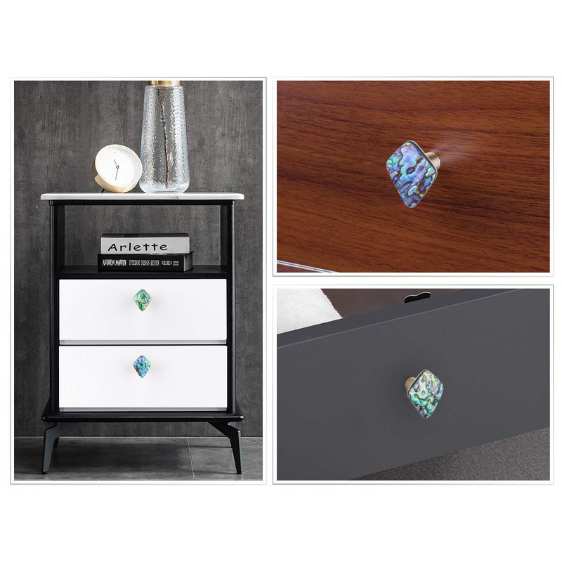 mookaitedecor Set of 4 Abalone Shell Cabinet Knobs with Screws,