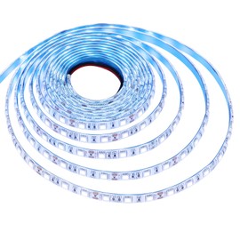 JOYLIT 12V White LED Strip Lights 6000-6500K 16.4ft/5M SMD5050 300LEDs, Dimmable IP65 Waterproof Cuttable Flexible LED Rope Light for Bedroom, Living Room, Kitchen (LED Strip Only)