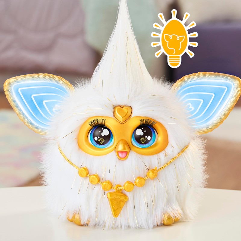 Hasbro Furby Gold Glam Interactive Plush Toy with Voice Control,