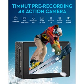 Action Camera 4K30fps with 64G SD Card,HD Waterproof Camera 131ft Underwater Cameras 20MP Pre-recording WiFi Camera 170° Remote Control Sports Cameras with 2 Batteries Helmet Mount Accessories Kits
