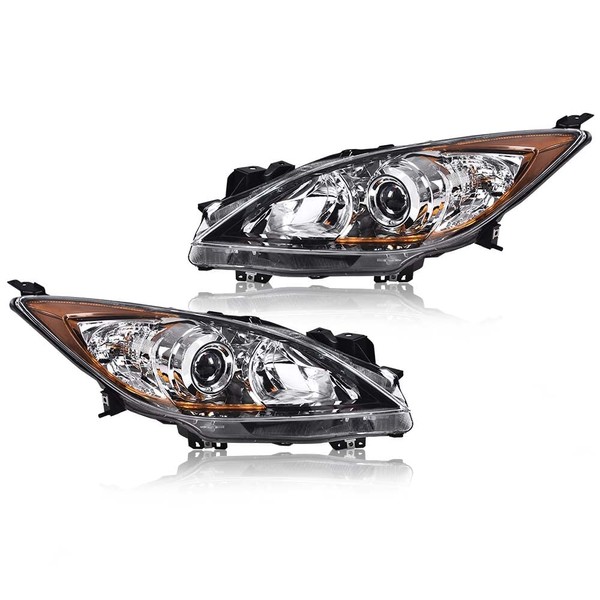 G-PLUS Headlights Assembly, Compatible with Mazda 3 2010-2013 MA2518130 MA2519130