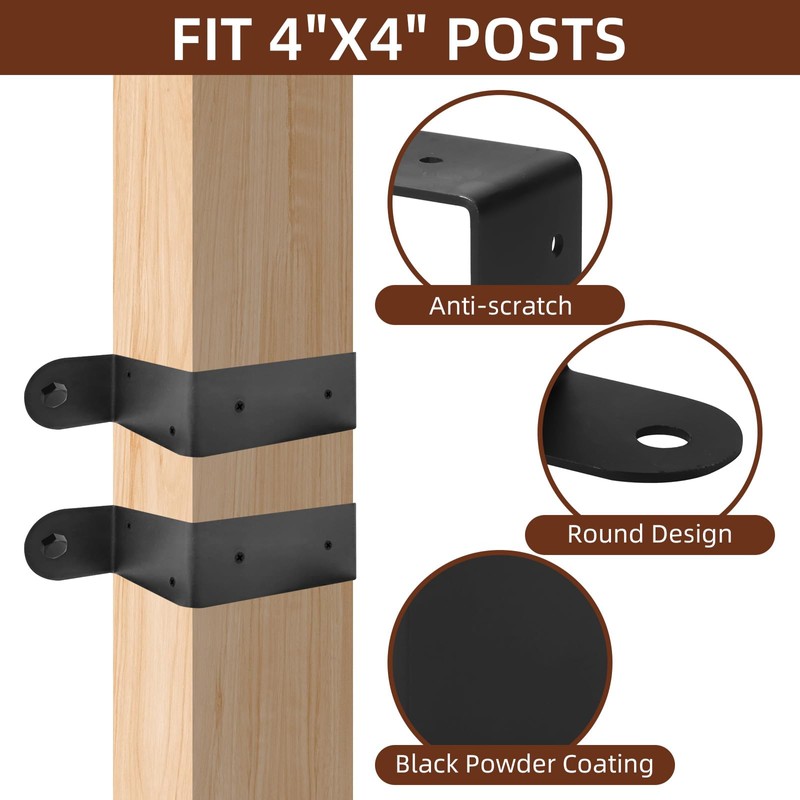 Rasugarlary 8 Pcs Black Metal 4x4 Post Brackets, Thickness 2mm