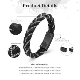 QGJNSGC Cremation Urn Bracelet for Ashes Braided Leather Urn Bracelets Memorial Urn Bangle Ashes Holder Stainless Steel Keepsake Bracelet for Human Pet Ash Holder