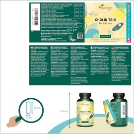 Choline Capsules | Unique: 3 Shapes | Bitartrate, Citicoline & Phosphatidylcholine | Liver - Fat Metabolism* | Laboratory Tested | No Additives | From Vegavero®