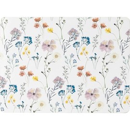 Sets of 4 Pressed Flowers Placemat Set, Floral Cork Backed Placemats, Kitchen Protector Mats for Decoration, Heat-Resistant Coating