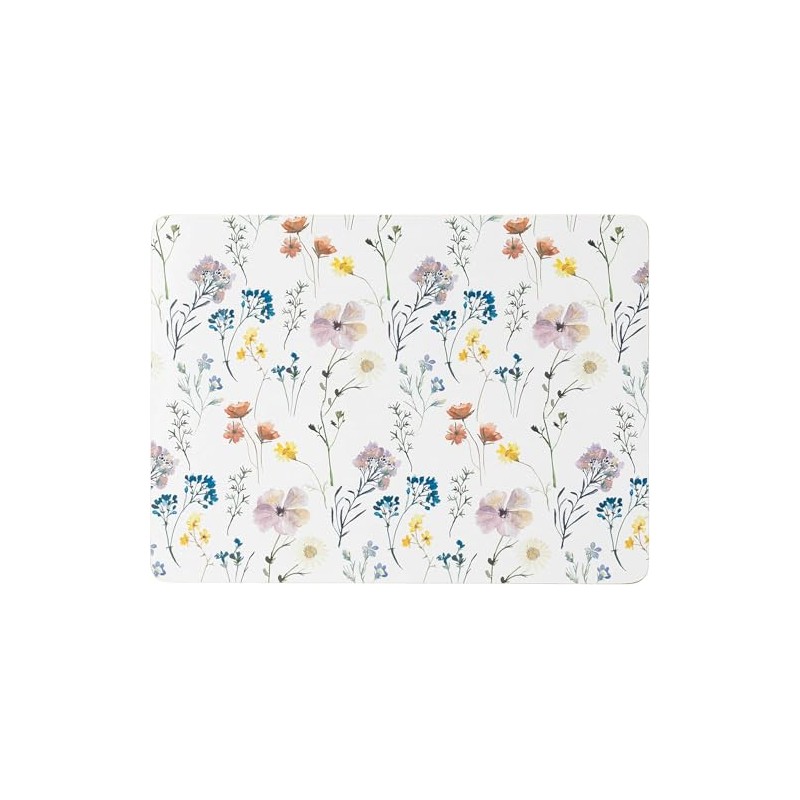 Sets of 4 Pressed Flowers Placemat Set, Floral Cork Backed