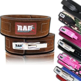 RAD Lever Weight Lifting Gym Belt for Men & Women, Size 38 Inches, Brown, 10MM Thick, 4 Inch Width, Leather, Powerlifting & Weightlifting