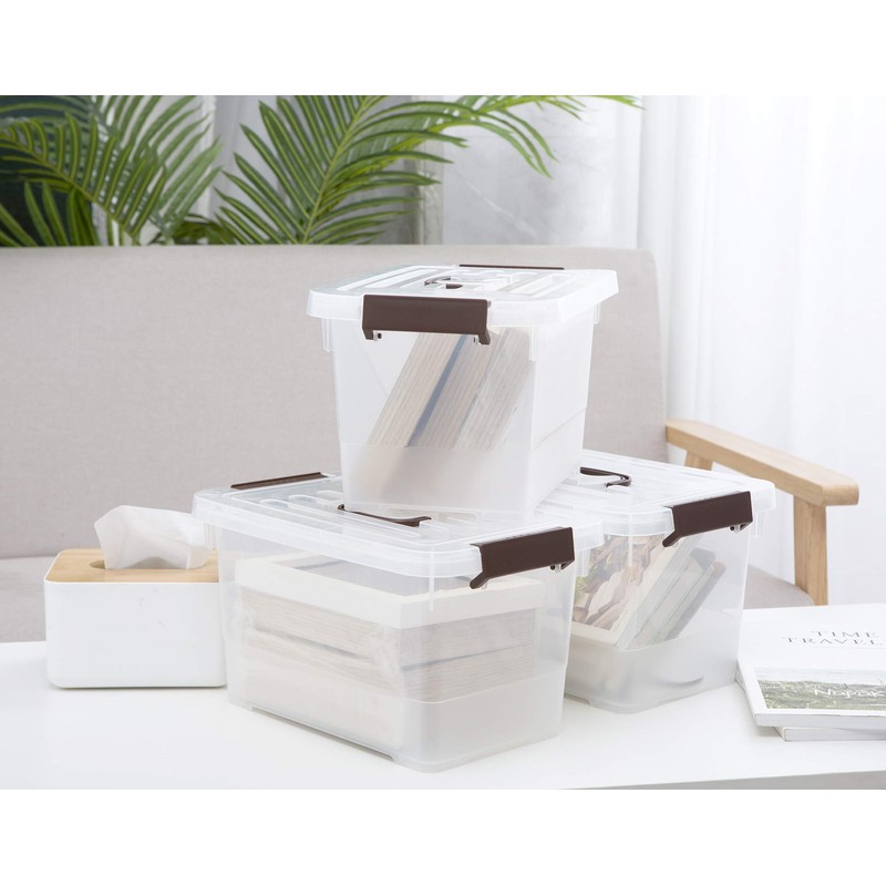 YYXB 4 Pack-Plastic Storage Bins with Lids and Handle, Clear