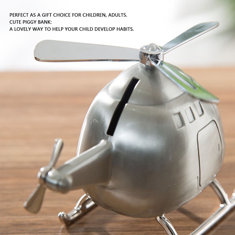 Helicopter Coin Bank Decorative Metal Money Saving Bank Coin Jar