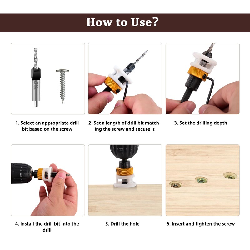 Carbide-Tipped Countersink Drill Bit Set with Precise Depth Control –