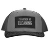 I'd Rather Be Cleaning - Leather Black Patch Engraved Trucker