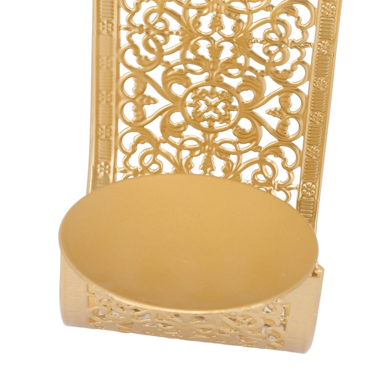 Shelving Solution Wall Sconce Candle Holder Gold Hollow Carved Exquisite