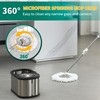 Stainless Steel Spin Mop and Bucket with Wringer Set, 360°