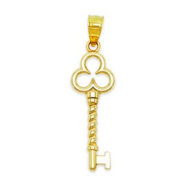 Gold Key Charm Pendant - 10 Karat Gold - Key Design Jewelry - Key Jewelry (Style 2)
