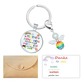 MKISHINE Little People Need as Big Hearts as Your Gift Farewell Teacher Childminder Nursery Pearl Angel Key Ring Transparent