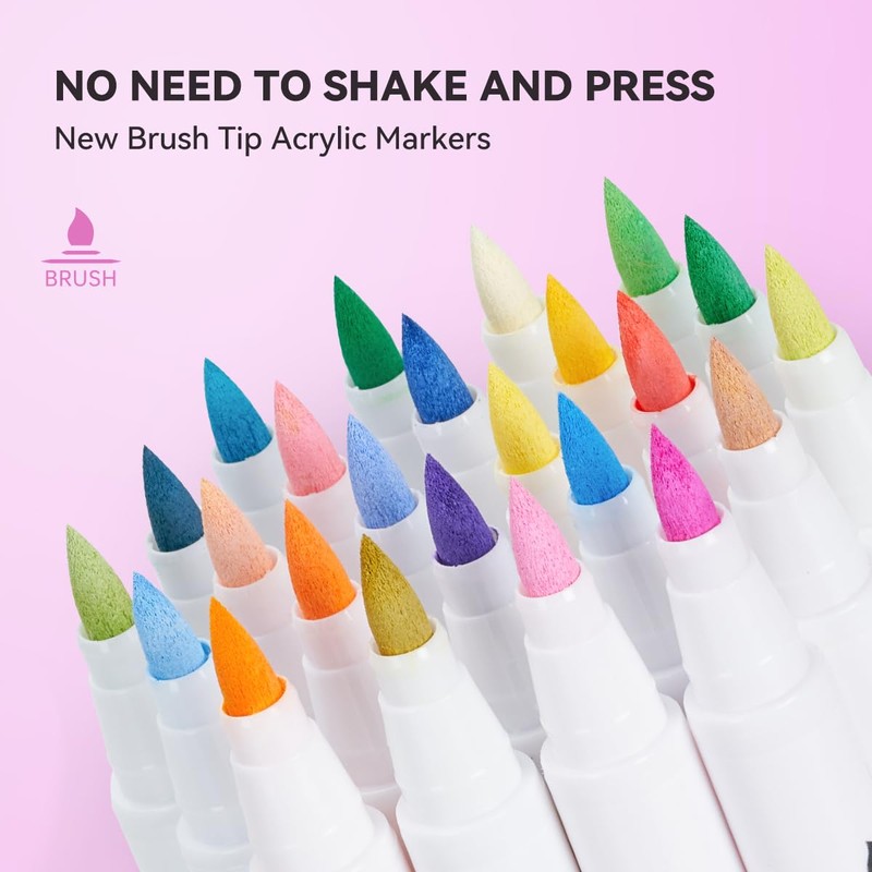 Arrtx Acrylic Paint Pens Basic Series 36D,Brush Tip Markers for