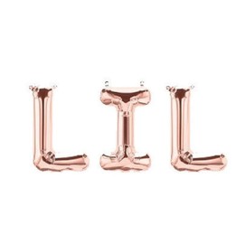 WULEEUPER Lil Balloons 16'' Lil Letter Balloons Banner Sorority Sister Little Balloons Big Little Reveal Day Props (Rose Gold)