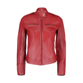 TLC Fashion Maroon Leather Jacket Women| Real Lambskin Moto Cafe Racer Biker Jacket Women