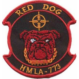 4.5" MARINE CORPS HMLA-773 RED DOG HELI SQUAD EMBROIDERED JACKET PATCH