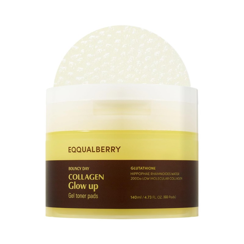 EQQUALBERRY Toner Pads Faciales Colágeno y Glutatión 60 Pads