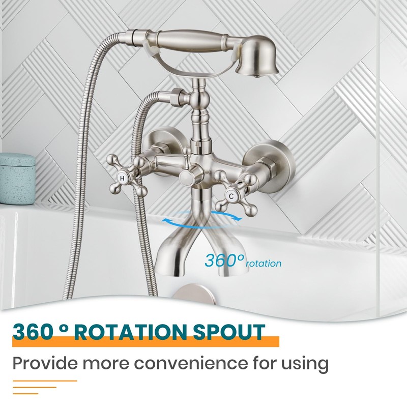 gotonovo Wall Mount Clawfoot Bathtub Faucet with HandHeld Spray and