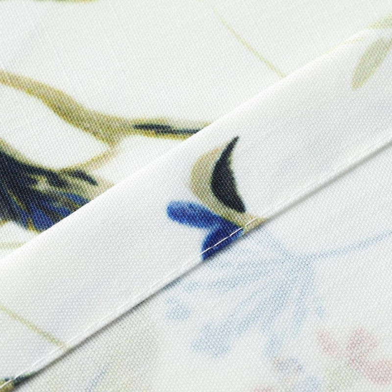 VOGOL Birds and Floral Curtains, Blue Printed Pattern Design, Light