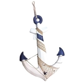 Bellaa 25167 Anchor With Crossbar Nautical Boat Wooden 24 Inch