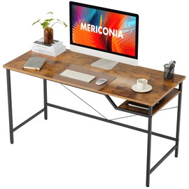 Mericonia 48 Inch Computer Desk, Gaming Desk for Small Spaces, Modern Simple Style Table for Home Office, Study Student Writing Table, Rustic Brown
