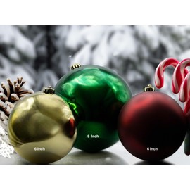 Christmas Ball Ornaments Set, 8 Inch, 6 Inch Large, Extra-Large Giant Hanging (SPN Decor) (Green Matte, 6 in (Large))