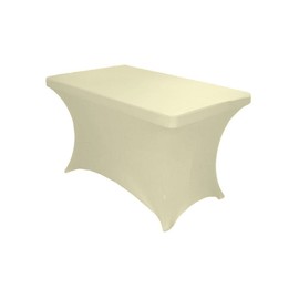LA Linen Rectangular Spandex Tablecloth, 48 by 30 by 30-Inch, Ivory