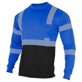 VENDACE Safety Reflective High Visibility Long Sleeve Shirts ANSI Class 2 Hi Vis Construction Work T Shirts for Men(Royal Blue,2XL)