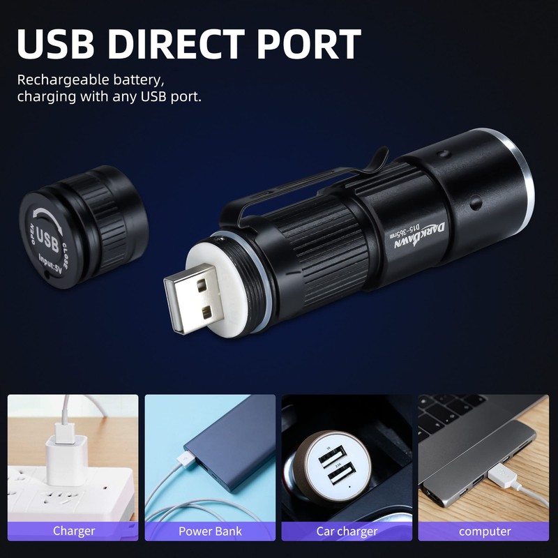 DARKDAWN UV 365nm Black Light Flashlights Wood's Lamp Ultraviolet LED