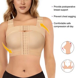 BRABIC Women's Front Closure Bra Post-Surgery Posture Corrector Shaper Tops with Breast Support Band (Beige, M)