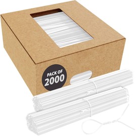 Bridas blancas para bolsas | Paquete de 2000 con caja dispensadora | Bridas de alambre recubiertas de 4 pulgadas reutilizables para bolsas de plástico