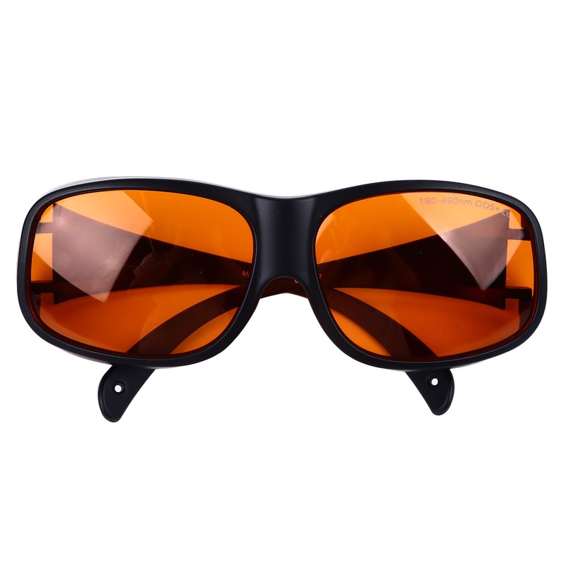 Safety Goggles 190 to 490nm Black Frame Orange Lens OD5