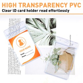 TBUKEOM 8 Pack Badge Holder, Vertical Duty ID Holder, Waterproof Clear Resealable Plastic id Badge Holder for Name Tags, Work Badges Fits Lanyards, Proximity & Credit Cards