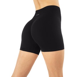 PAVOI ACTIVE SculptForm Collection | Women's Seamless Sculpting High Waisted 4.5" Scrunch Butt Shaping Biker Shorts | X-Small, Black