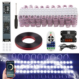 Dyna-Living 100FT White LED Storefront Lights APP Bluetooth & IR Remote Control 200PCS 3-LED 5730 SMD Module Light with Music Sync Mode IP68 Waterproof Storefront Light for Business