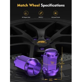 MIKKUPPA M12x1.5 Purple Lug Nuts - Replacement for 2006-2020 Ford Fusion, 2000-2019 Focus, 2001-2023 Escape Aftermarket Wheel - 20pcs Closed End Lug Nuts
