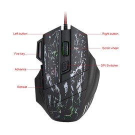 Kafuty Wired Mouse, 7 Buttons USB E-sports Gaming Mouse, Colorful Breathing Lights, 5 Adjustable Speed DPI, Comfortable Hand Feeling for PC Games