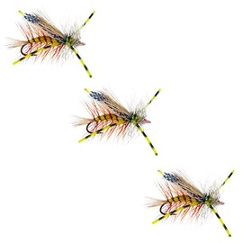 Dry Flies by Colorado Fly Supply - Chew Toy Yellow - Dry Fly 3 Pack - Attractor Dry Fly Patterns for Trout - Lures and Flies for Fishermen