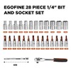 Egofine 28pcs 1/4 Inch Ratchet Socket Wrench Set, Drive Socket