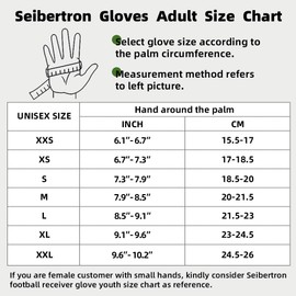 Seibertron Pro 3.0 Elite Ultra-Stick Sports Receiver Glove American Football Gloves Youth and Adult/Guantes de Futbol Americano para Juventud y Adulto (Blanco, S)