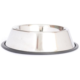 Iconic Pet Stainless Steel Non Skid Pet Food / Water Bowl with Rubber Ring in Varying Sizes - Rust Free, Dog / Cat Feeding Bowl is Dishwasher Safe, Noise Free, Anti Skid and Stable Kitten / Puppy Dish