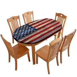 Pzwqkyn - Mantel ovalado personalizado con tu foto, mantel personalizado con borde elástico, para decoración de picnic al aire última intervensión, fiesta, comedor, bandera americana, se adapta a mesa