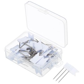 PATIKIL Pack of 50 Flag Map Push Pins 1 Inch Travel Map Pens with Plastic Head for Cork Pin Board Picture Card Hanging White