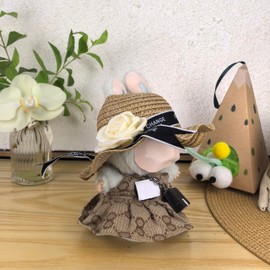 Hemaisu Brown Outfit Set for 14 - 17cm La Booboo | 3 - Piece Dolls Clothing & Accessories: Straw Hat, Brown Dress, Black Bag (No Doll)