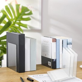 Pack of 6 Acrylic Bookends, Transparent, Reusable Bookends, Suitable for School, Office, Library, Bedroom, Desk (10 x 10 x 13 cm)